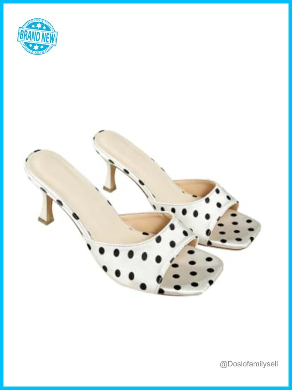 Kitten Heel Sandals Square Toe Slip On Heels for Women Wedding Party